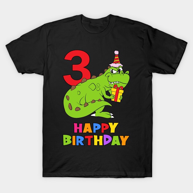 3rd Birthday Party 3 Year Old Three Years T-Shirt by KidsBirthdayPartyShirts